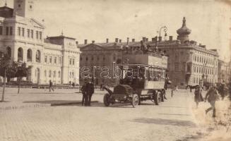 1908 Arad, Városház tér, emeletes autóbusz / square, double decker autobus, photo (felületi sérülés / surface damage)