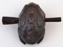 Béka-dob keleti hangszer. Faragott fa 12x7 cm