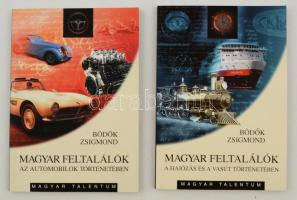 Bödők Zsigmond két könyve: Magyar feltalálók. Az automobilok történetében.,Magyar feltalálók. A hajózás és a vasút történetében. Dunaszerdahely, 2003-2004, Nap Kiadó. Kiadói papírkötés.