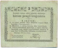 Rozsnyó 1849. 3kr "Rozsnyó bánya város pénztári utalványa" T:III  Adamo ROZ-1.2