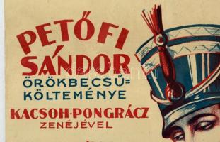 1927 Petőfi Sándor: János vitéz. Nagyméretű színházi plakát Szegő Gizi (1902-1985) jelzett alkotása....