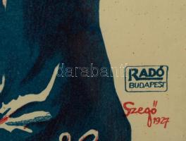 1927 Petőfi Sándor: János vitéz. Nagyméretű színházi plakát Szegő Gizi (1902-1985) jelzett alkotása....