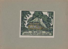 Andruskó Károly (1915-2008) Ex libris Reich Péter Kornélné. Linómetszet. Dúcon jelzett. 15x12 cm