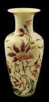 Zsolnay virág mintás váza, kézzel festett, jelzett, hibátlan, m: 26 cm
