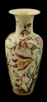 Zsolnay virág mintás váza, kézzel festett, jelzett, hibátlan, m: 26 cm