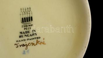 Zsolnay virág mintás váza, kézzel festett, jelzett, hibátlan, m: 26 cm