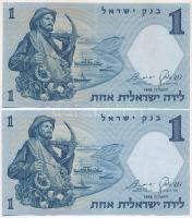 Izrael 1958. 1L (2x) közeli sorszám T:III szép ropogós papír Israel 1958. 1 Lira (2x) close serial C:F nice crunchy paper
