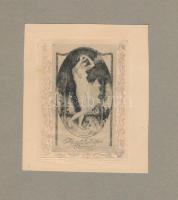 1918 Soder jelzéssel:  Erotikus ex libris Reich Peter Cornel / Erotic bookplate 13x10 cm paszpartuban