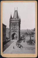 cca 1900 Párga Károly-híd, keményhátú fotó, 16x10 cm./ cca 1900 Prague Charles-bridge, boardphoto, 16x10 cm.