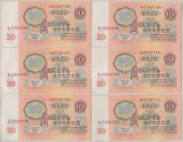 Szovjetunió 1961. 10R (9x) sorszámkövetők (6+3) T:II,II- Soviet Union 1961. 10 Rubles (9x) sequential serials (6+3) C:XF,VF