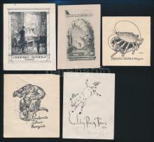 6 db ex libris, különböző művészektől