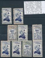 1910 Nemzetközi kertészeti kiállítás 2 klf levélzáró és idegennyelvű változatai