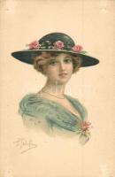 Italian art postcard, lady, TAM S. 1602. s: P. Folchi (EK)