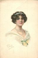 Italian art postcard, lady, TAM S. 1602. s: P. Folchi (fa)
