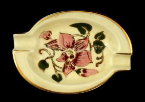 Zsolnay virág mintás hamuzó, kézzel festett, jelzett, hibátlan, 11×7 cm