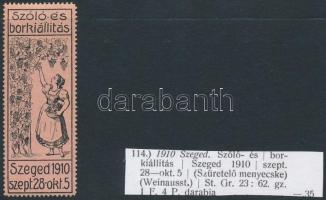 1910 Szeged Szőlő és bor kiállítás levélzáró