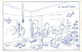 4 db MODERN humoros grafikai képeslap / 4 modern humorous graphic art postcards