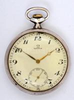 Ezüst (Ag.) tokos zsebóra, másodpercmutatós, működik, jelzett, számlapon apró hajszálrepedéssel