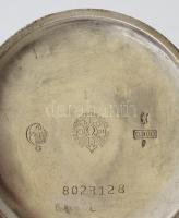 Ezüst (Ag.) tokos zsebóra, másodpercmutatós, működik, jelzett, számlapon apró hajszálrepedéssel