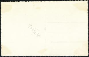 1938 Tűzoltók csoportképe, fotólap, hátulján feliratozva, 8,5×13,5 cm