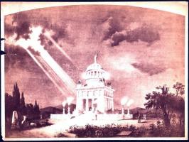 cca 1880 a Deák-mazuóleum részben meg nem valósult látványtervei, fotó, litográfiák, összesen 5 db, ...