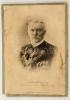cca 1900 Marx János (?-?) MÁV-vezérigazgató portréja, nyomtatott aláírásával, Erdélyi műterméből, kartonra ragasztva, hátulján feliratozva, 34×24,5 cm