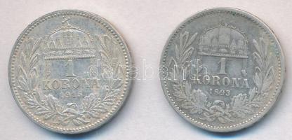 1893-1915KB 1K Ag "Ferenc József" (2x) T:2-3