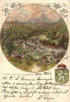 Rogaska Slatina, Rohitsch-Sauerbrunn; Curort / spa, coat of arms, Art Nouveau litho
