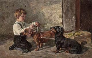 Gute Kameraden / dogs, Erpaco Faksimile-Ölgemähle Serie 20/2, artist signed