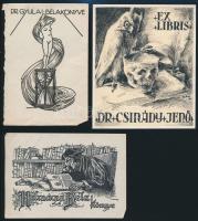 6 db különböző ex libris, közte erotika is