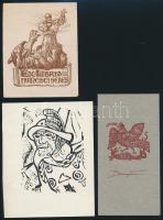 6 db különböző nagyobb méretű kisgrafika, ex libris,  vegyes technikákkal