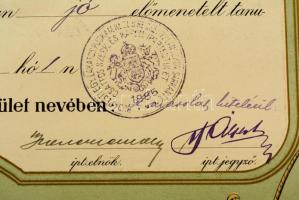 1916 Budapesti Egyesült Lakatos Stb. ipartestület nagyméretű litografált segédlevele. Klösz György n...