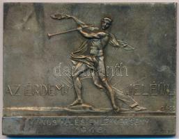 Gács Lajos (1905-1981) 1946. "Az érdem jeléül - Mónus Illés Emlékverseny 1946." Br emlékplakett (63,5x83,5mm) T:2- ph., karc