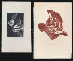 Domján jelzéssel: 3 db egyedi, jelzett grafikával ellátott üdvözlőlap