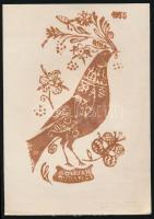 Domján jelzéssel: 3 db egyedi, jelzett grafikával ellátott üdvözlőlap