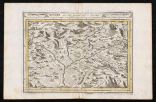 cca 1700 Dél Tirol Bozen térképe. Botzen. Johann Hofmann: Díszes kartusú, színezett rézmetszet. Megjelent: Atlas Curieux oder neuer und Compendieuser Atlas. (Augsburg, 1700?). Méret: 29x20 cm / cca 1700 Map of Bozen South Tirol Colored etching 31x20 cm