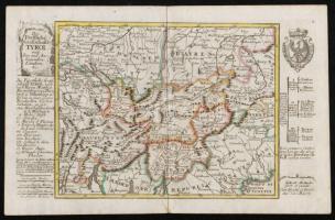 cca 1700A Tiroli grófság térképe. Die Fürstliche Graffschafft Tyrol. Johann Hofmann: Díszes kartusú, színezett rézmetszet. Megjelent: Atlas Curieux oder neuer und Compendieuser Atlas. (Augsburg, 1700?). Méret: 29x20 cm / cca 1700 Map of the dukedom of Tirol Colored etching 31x20 cm