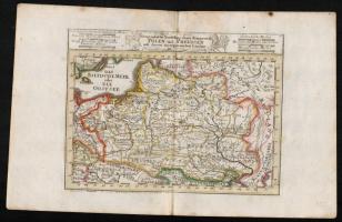 cca 1700 Lengyelország és Bajororoszág térképe. Das Baltische Meer oder die Ostsee. Johann Hofmann: Díszes kartusú, színezett rézmetszet. Megjelent: Atlas Curieux oder neuer und Compendieuser Atlas. (Augsburg, 1700?). Méret: 29x20 cm / cca 1700 Map of the Baltic Sea and Poland and Prussia Colored etching 31x20 cm