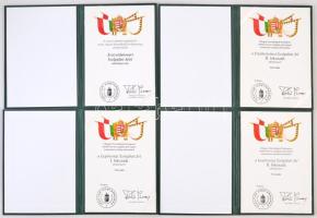 10db modern kitüntetés adományozói levél; "Árvízvédelemért Szolgálati Jel", "Tiszthelyettesi Szolgálati Jel" II. fokozata, "Legénységi Szolgálati Jel" I., II. és III. fokozata, "I. osztályú Szolgálati Jel" (2x), "II. osztályú Szolgálati Jel", "III. osztályú Szolgálati Jel" (2x)