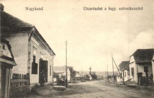Nagykend, Chendu Mare; utcakép fogyasztási szövetkezettel / street view with cooperative shop