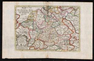 cca 1700 Hollandia, Észak Németország és Csehország térképe.  Johann Hofmann: Díszes kartusú, színezett rézmetszet. Megjelent: Atlas Curieux oder neuer und Compendieuser Atlas. (Augsburg, 1700?). Méret: 29x20 cm  A hajtásnál lyukak / cca 1700 Map of The Netherlands, Germany and Czech Kingdom. Colored etching 31x20 cm