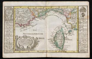 cca 1700 Korzika térképe. Johann Hofmann: Díszes kartusú, színezett rézmetszet. Megjelent: Atlas Curieux oder neuer und Compendieuser Atlas. (Augsburg, 1700?). Méret: 29x20 cm / cca 1700 Map of Corsica. Colored etching 31x20 cm