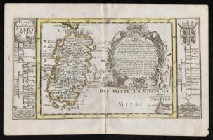 cca 1700 Szardínia térképe. Johann Hofmann: Díszes kartusú, színezett rézmetszet. Megjelent: Atlas Curieux oder neuer und Compendieuser Atlas. (Augsburg, 1700?). Méret: 29x20 cm / cca 1700 Map of Sardinia. Colored etching 31x20 cm