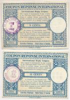 Amerikai Egyesült Államok 1946-1951. 9c-11c "Nemzetközi válaszdíjszelvény" (2x) T:II-III USA 1946-1951. 9 Cents - 11 Cents "International Reply Coupon" (2x) C:XF-F