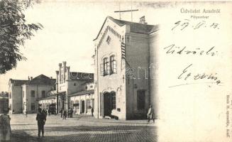 Arad, vasútállomás, Bloch H. nyomdája kiadása / railway station