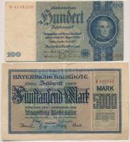 Németország / Weimari Köztársaság / Bajorország 1922. 5000M + Német 3. Birodalom 1935. 100M T:III,III- Germany / Weimar Republic / Bavaria 1922. 5000 Mark + German Third Reich 1935. 100 Mark C:F,VG