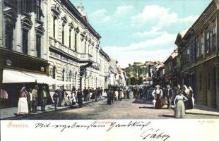 Zimony, Zemun, Semlin; Fő utca, Cafe Bruder / Hauptgasse / main street (fa)