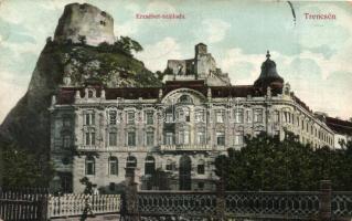 Trencsén, Trencín; Erzsébet szálloda és a vár / hotel and castle
