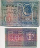 1904. 10K + 1912. 100K mindkettő hamis "Citta di Fiume" felülbélyegzéssel (fake overprint) T:III
