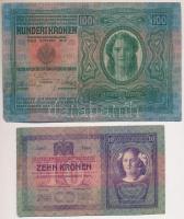 1904. 10K + 1912. 100K mindkettő hamis "Citta di Fiume" felülbélyegzéssel (fake overprint)...